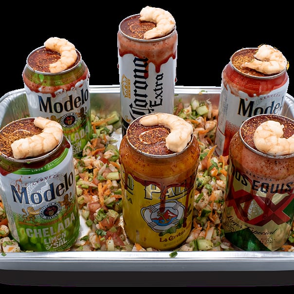 Ceviche, Shrimp Beer Tray*.